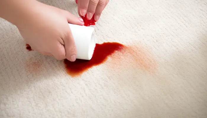 Blotting Gatorade stain with towel
