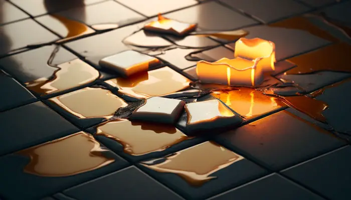 Candle wax on floor tiles