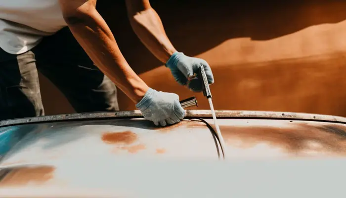Cleaning gas tank with solvent