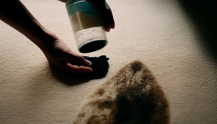 Scrubbing tattoo ink stain on carpet
