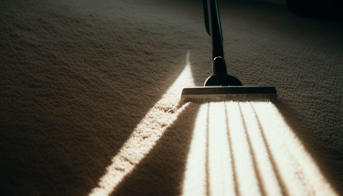 Using a carpet rake to fix wrinkles