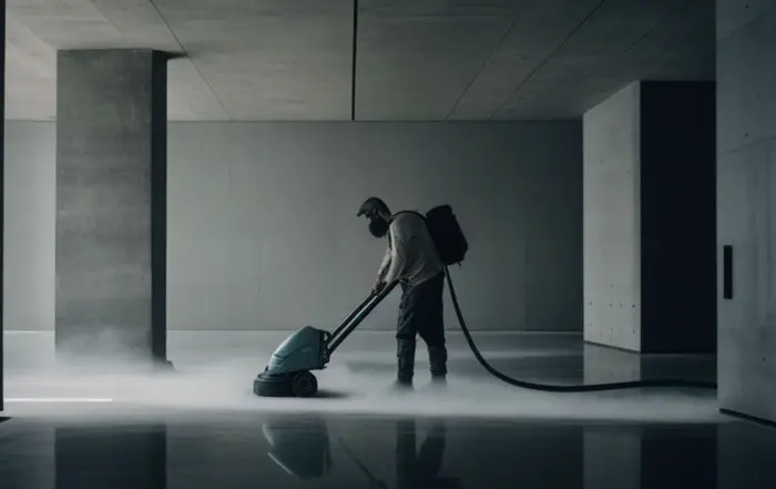 Vacuuming concrete floor