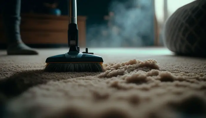 Vacuuming up marshmallow from carpet