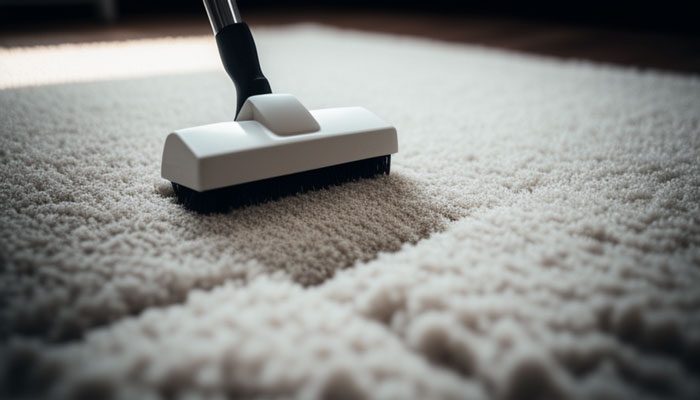 Wet vacuuming carpet