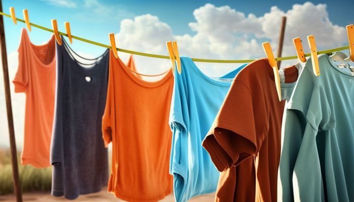 Hanging clothes to dry