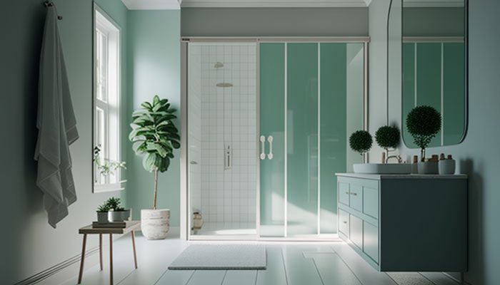 Overlapping sliding shower doors