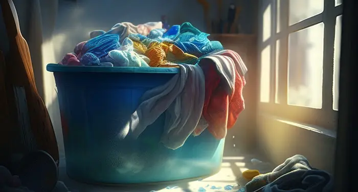 Soaking clothes in detergent