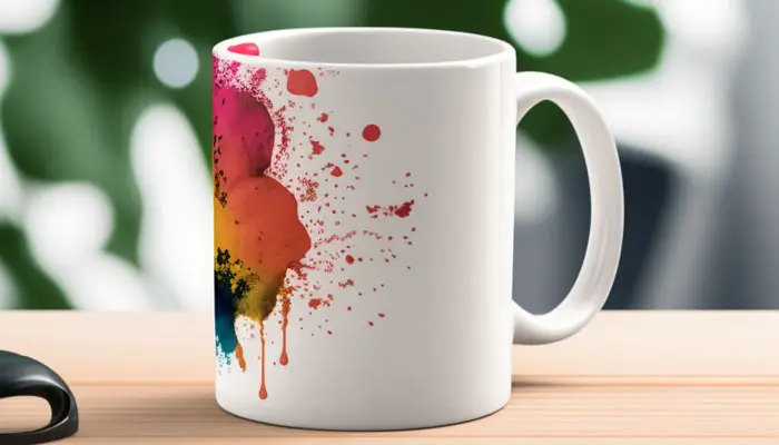 Ceramic mug with paint stains