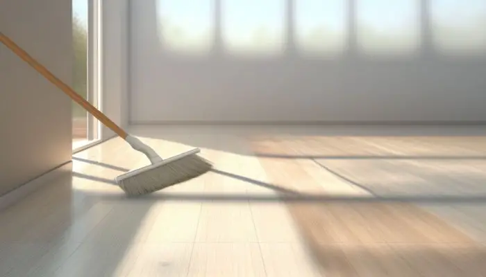 Cleaning porcelain wood tile with broom