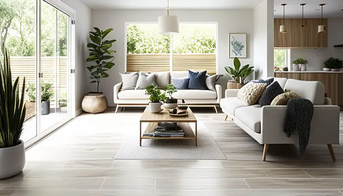 Porcelain wood-look tile floor