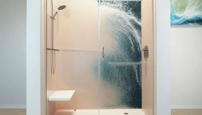 Applying a mixture of baking soda and water to acrylic shower walls