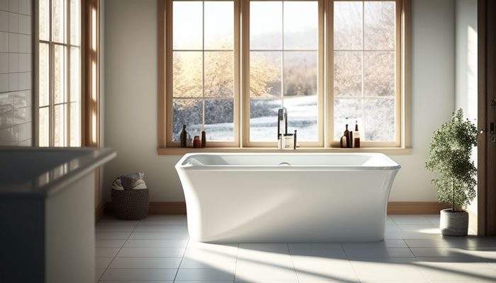 Applying paint remover on dried paint stains on a fiberglass bathtub