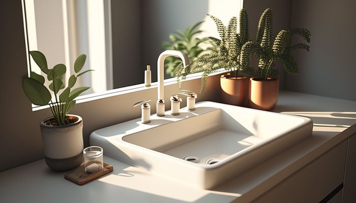 Bathroom sink with slime build-up around the drain