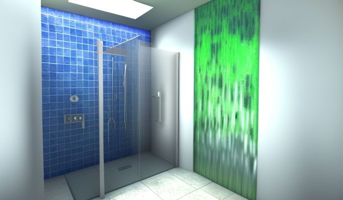 Glass tiles in shower