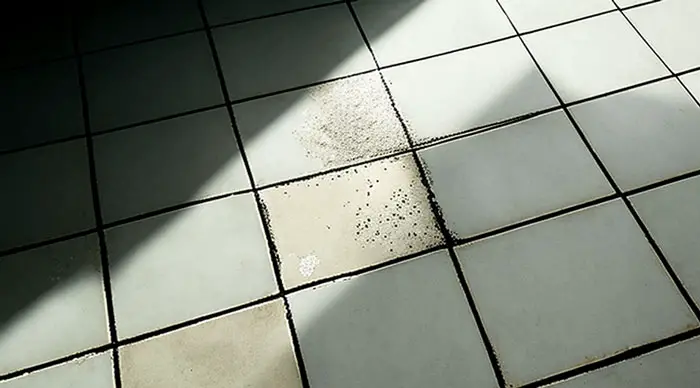 Grout damage caused by toilet bowl cleaner