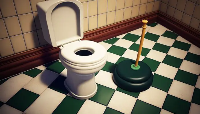 Plunger on toilet