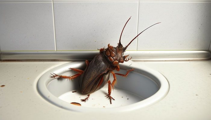 Roach on bathroom floor