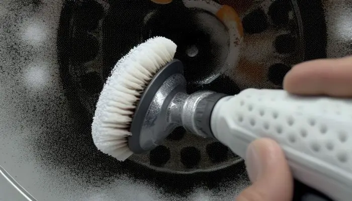 Soaking the Moen shower head in vinegar solution to remove limescale