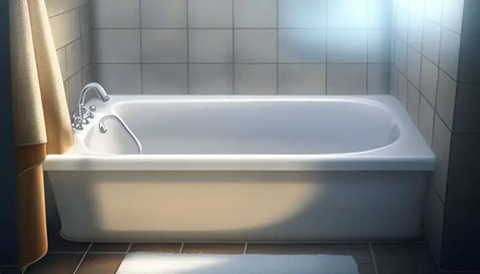 A bathtub with stains