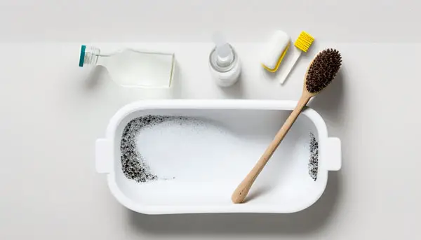 Materials needed for removing toilet bowl cleaner stain from a bathtub
