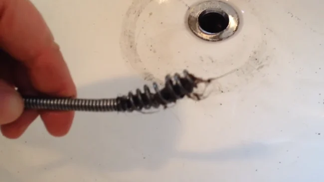 How do I get the hair out of a drain snake while cleaning