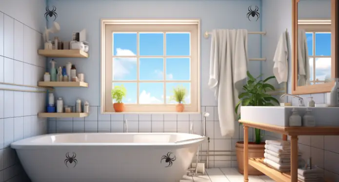 tiny black spiders in bathroom